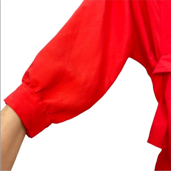 NWT Ba&sh Cola Wrap Top Crepe De Chine Blouse in Vermillion Size 2 - Picture 4 of 7